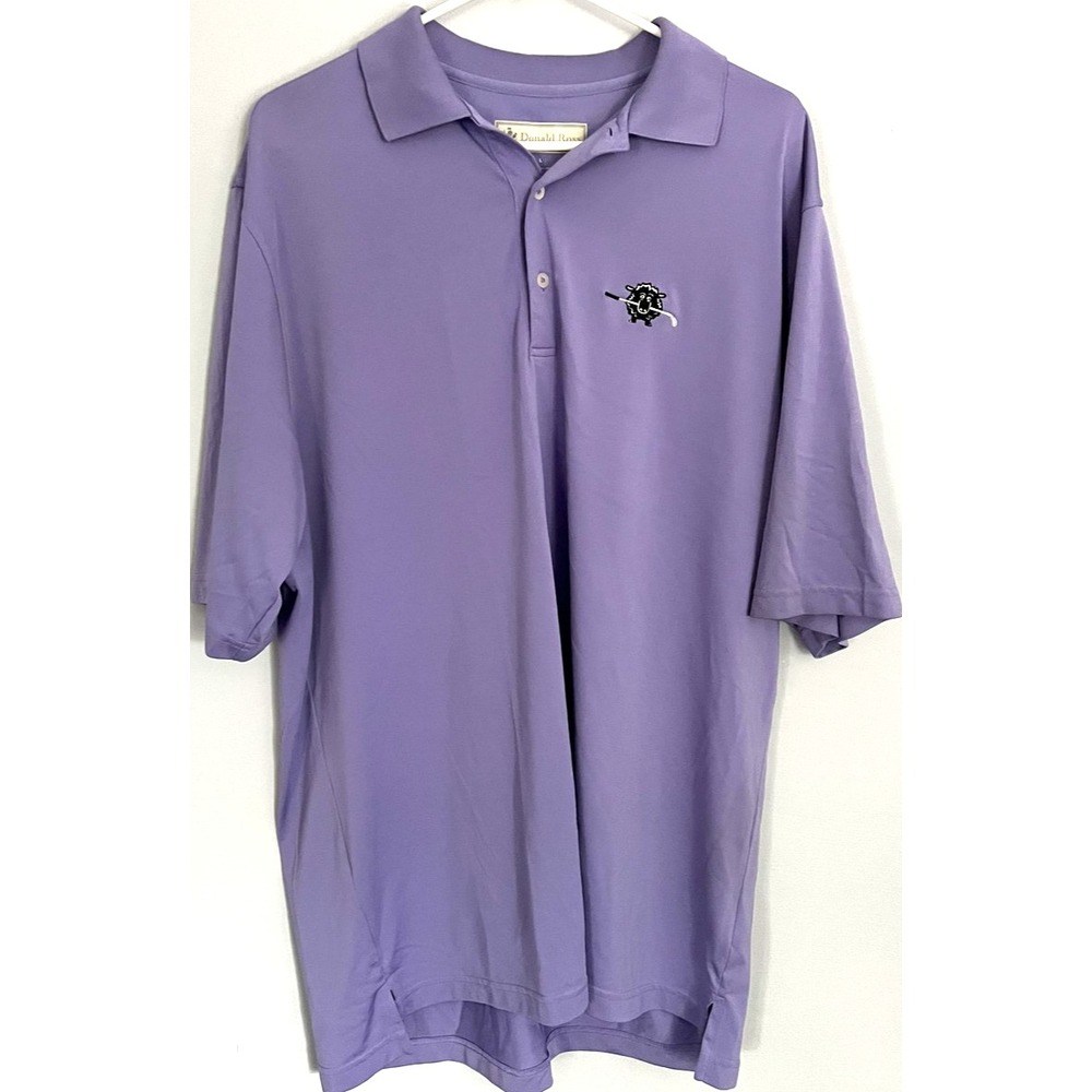 Donald Ross Polo Shirt Mens Large Purple Golf Performance Embroidered Sheep Logo